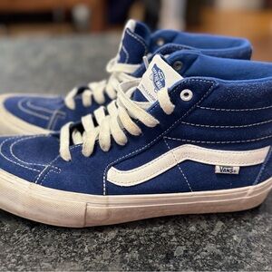 Vans Blue Suede High-Top Sneakers with White Stripe